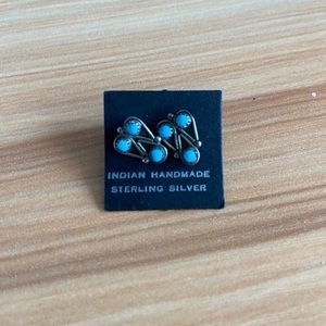 Indian Handmade Sterling Silver Turquoise Earrings